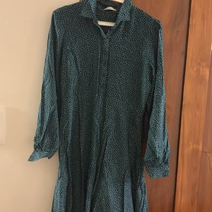 Green Polka Dot Shirt dress