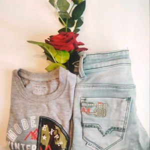 Trendy Boys T-shirt And Jeans Set