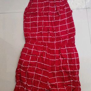 Red Jumpsuit With Adjustable Strings