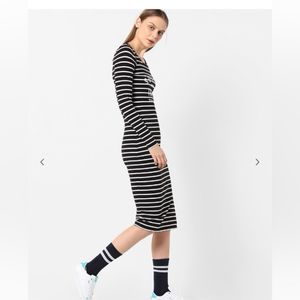 SUPERDRYNWTStriped Midi Dress withTypographic Prin