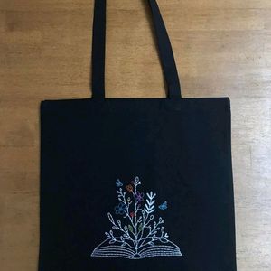 Customisable Hand embroidered Black Tote Bag