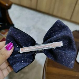 Black Blue Shimmer Bow Hair Accessories