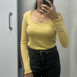 Deep Neck Yellow Top ! Size S To m