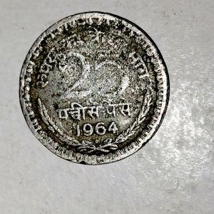 Year 1964 25 Paisa Coin