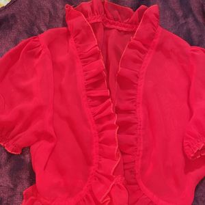 Red Georgette Shrug