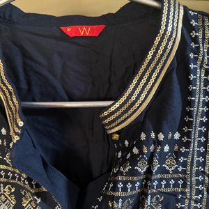 W Navy Blue Kurta - Medium