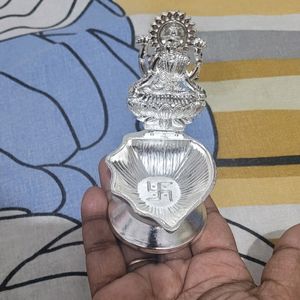 DIWALI GIFT Laxmi Mata With Diya In Silver Color