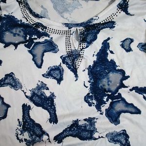 White And Blue Top For Girls/Women