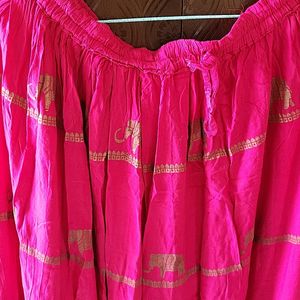 Chanderi Print Pink Long Skirt