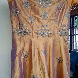 Long Gown With Embroidered