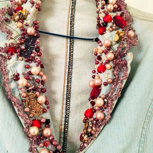 Sexy Beaded Denim Jacket