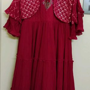 New Maroon Frock(Sleeves Available)