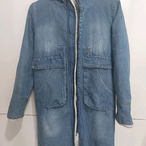 Denim Long Hoodie Jacket