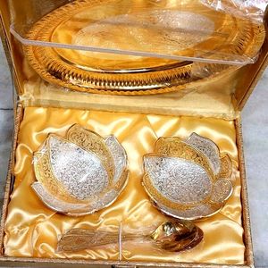 Gold And Silver Plated Metal Bowl Set