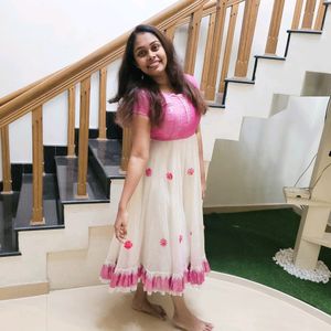 Beautiful Pink And White Frock