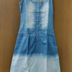 Denim Blue Dress With Stones