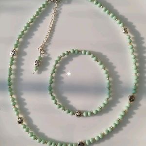 Green Smiley Combo of A Necklace &  Bracelet