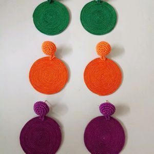 3 Pairs Earrings In Different Colors