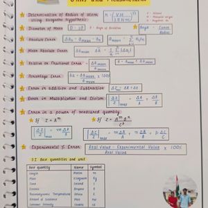 Class 11th Physics Formula Sheet