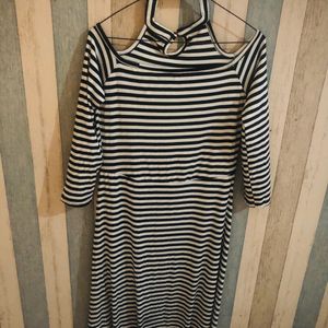 stripped off shoulder designer dress