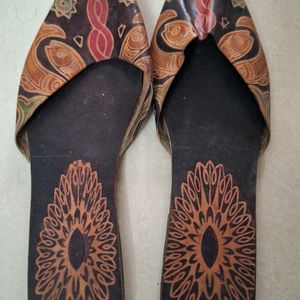 Printed Leather Mules Size 10 Inches