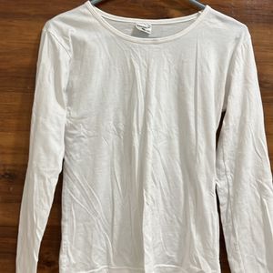 White Full Sleeves Tshirt 100% Cotton