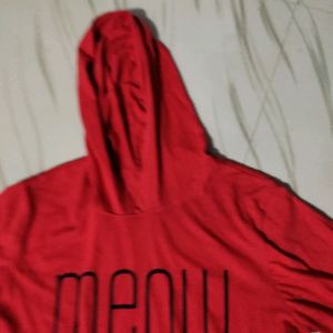 Red Half Sleeve Hoodie For Girls (M Size)