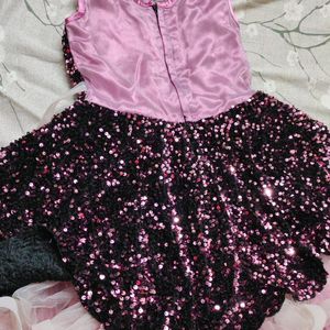 Purple Sequin Frock For Party Wear