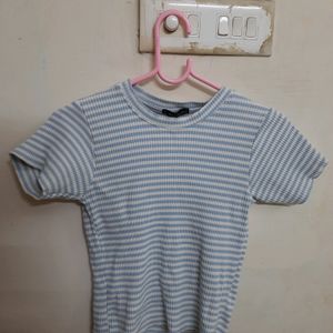 Casual Stripped Women Blue Top