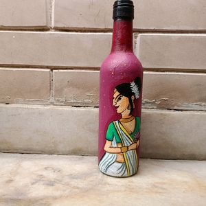 Handpainted Women Art On Glass Bottle