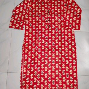 Red Printed Kurta