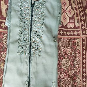 Mirror Work Salwar Chudi Light Green Color