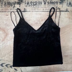 Forever 21 Black Velvet CropCami Top