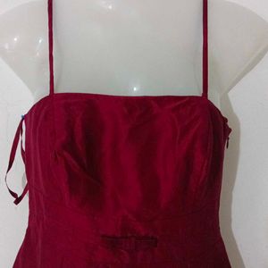 SEXY MAROON SILK DRESS