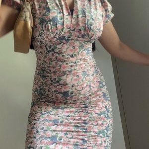 Urbanic Floral Ruched Bodycon Dress