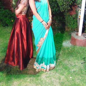 Sea Green Party Wear Saree