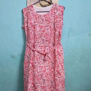 Pink Printed Casual Dress