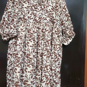 Brown🟤Floral Print Dress For Girl & Woman Bust 44