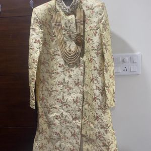 Wedding Sherwani With Saafa, Necklace