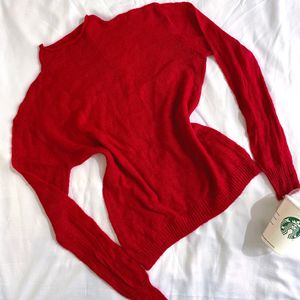 🎀Pinterest Knitted Oversized Red High Neck Top