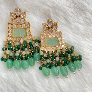 Green Kundan Earrings