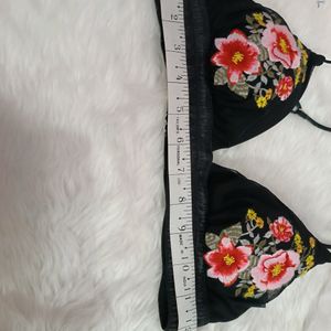 H&M black floral bra bikini top