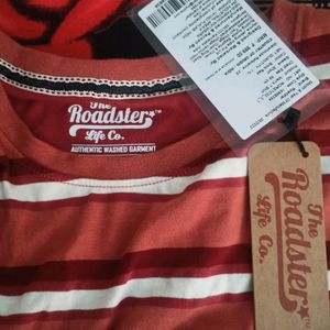 It's A Roadster T Shirt Rust Colored Striped