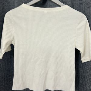 White fitted crop top