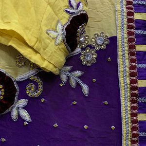Yellow/Purple Exclusive Wedding Saree