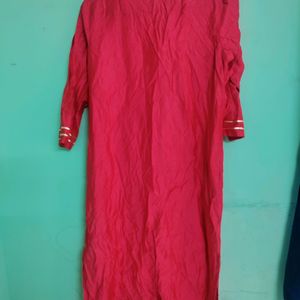 Beautiful CORAL kurta With Golden Thread Work