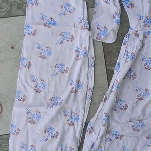 White Flower Print Frock Suit