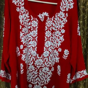 Red ♥️ CLR Modal Handwork Lucknowi Kurti