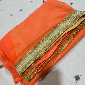 Peach Color Saree With Blouse