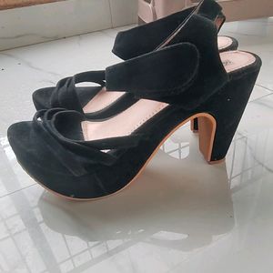 Black Strip Heel Sandal